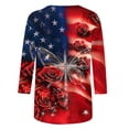 thumbnail image 4 of HCYSFG Womens 250th Anniversary Crew Neck Top oversized 3/4 Sleeve Patriotic Rose Cross Shirt Independence Day 4th of July Tee, 4 of 5
