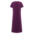 thumbnail image 5 of CHOK Robe en Lin Décontractée à Manches Courtes et Col Rond pour Femmes, Couleur Unie, Coton et Lin, Robe d'Été 2024 avec Poches, Gris, TG, 5 of 5