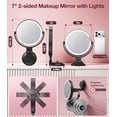 thumbnail image 4 of Suction Cup Magnifying Mirror with Light 10X, Wall Mounted Makeup Mirror with Suction Cup for Bathroom, 3 Color Lights and Adjustable Brightness, 2 in 1 Tabletop for Desk - Black, 4 of 5