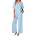 thumbnail image 2 of MINTREUS Women's Pajama Set Short Sleeve Sleepwear Set Soft Two Piece Matching Set with Pockets, 2 of 5