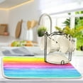 thumbnail image 5 of GZHJMY Rainbow Striped Dish Drying Mat for Kitchen Counter,Super Quick Absorbent Composite Sponge Dish Drying Pad,Heat Resistant Non-Slip Rack Tableware Mat (16x18Inch)for Dishes Coffee Machine Dish, 5 of 7
