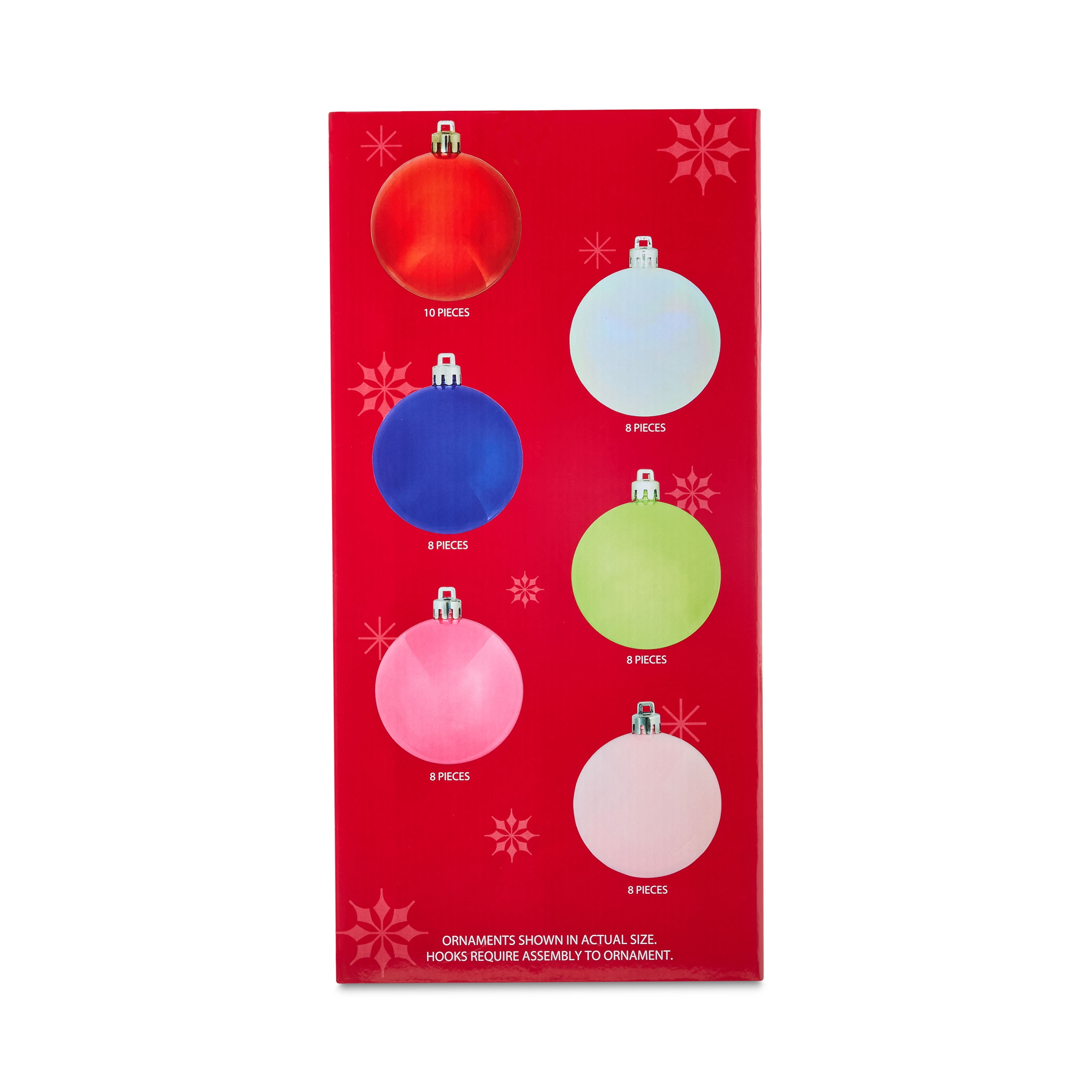 50-Count Brights Shatterproof Christmas Ball Ornaments, by Holiday Time