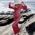 thumbnail image 3 of Women's Beach Cover Up Skirt Hollowed Out Knitted Bikini Swimsuit Sun Dress for Beach Resort Summer,Red,M, 3 of 7