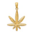 thumbnail image 1 of 14k Yellow Gold Leaf Solid Casted Textured Back Polished Finish Charm Pendant, 1 of 4