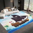 thumbnail image 2 of Area Rug for Living Room 5x8 ft Cartoon Ship Coconut Tree Machine Washable Non-Slip Rugs, Soft Accent Rugs, Lightweight Carpet, Foldable Easy Care, Stylish Indoor Area Rug, 2 of 7