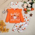 thumbnail image 3 of HCNTES Baby Girl Clothes Winter Girls 2 Outfits Girls 6 9 12 18 Months Long Sleeve Letter "thankful grateful and blessed" Pumpkin Print Sweatshirt Pants Clothing Set, 3 of 7
