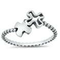 thumbnail image 1 of Oxidized Sterling Silver Double Cross Beaded Band Ring Size 9, 1 of 3
