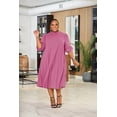 thumbnail image 2 of Plus Size Maxi Dress for Women Casual Pleated Dress Summer Short Sleeve Flowy Swing Dress Loose Beach Dresses Pink 5XL, 2 of 5