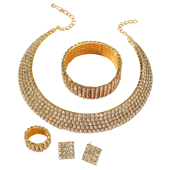 Jewelry VerPetridure Women's Rhinestone Earrings Water Drop Necklace Earrings Set Accessories