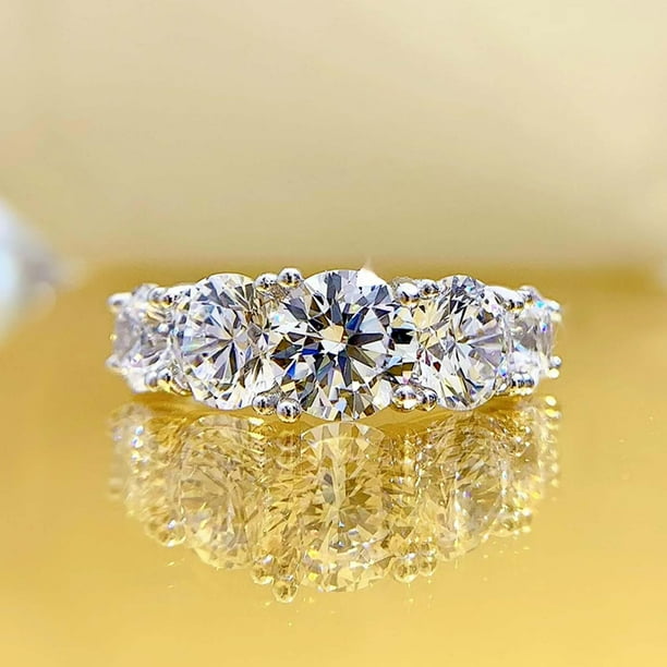 Anillo de compromiso Salvador de circón brillante para mujer