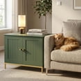 thumbnail image 2 of Cat Litter Box Enclosure, Cat Washroom Furniture with Metal Frame, Pet House, Fit Most of Litter Box, Modern Style, Green and Gold, 2 of 8