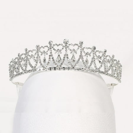 Angels Garment Girls Silver Rhinestone Dangling Royal Crown Tiara