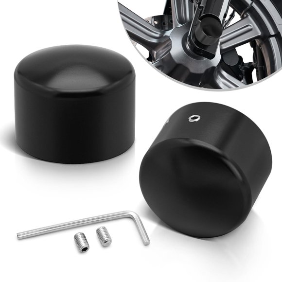 PBYMT Black Front Axle Nut Covers Caps Compatible for Harley Davidson Softail Sportster Dyna Touring Road King Electra Street Glide 2002-2023