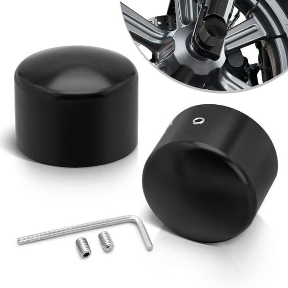PBYMT Black Front Axle Nut Covers Caps Compatible for Harley Davidson Softail Sportster Dyna Touring Road King Electra Street Glide 2002-2023