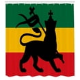 thumbnail image 3 of Ambesonne Rasta Shower Curtain, Lion Reggae Striped Flag Art, 69"Wx84"L, Yellow Black, 3 of 3