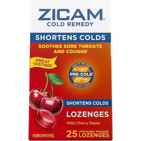 Zicam Cold Remedy Zinc Lozenges, Wild Cherry Flavor, 25 Count (Pack of 1)