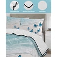 thumbnail image 4 of Blue Butterfly Coastal King Size Down Alternative Comforter, Lightweight Comforter Quilt Bedding Set with Pillow Shams Summer Beach Ocean Nautical All Seasons Bed Comforter Duvet Insert 96"x106", 4 of 7