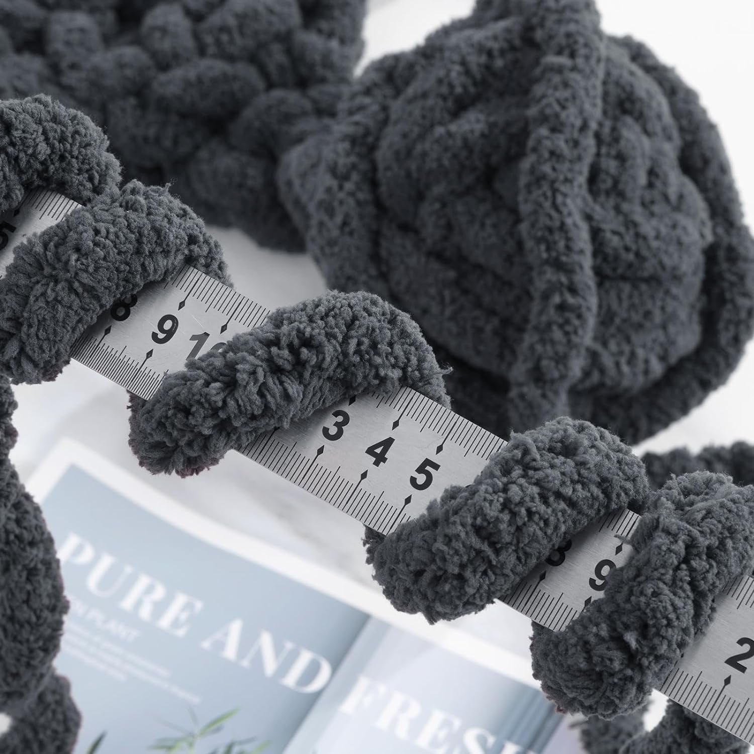 8 Pack Chunky Chenille Yarn - Super Soft Bulky Knitting Yarn for Blankets Scarf DIY, 8oz/27yds per Skein, Fluffy Plush Yarn for Crochet & Hand Knitting