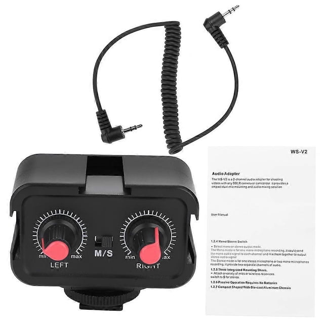 WS-V2 2 Channel Universal Microphone o Adapter Mixer with 3.5mm Inputs for DSLR Cameras