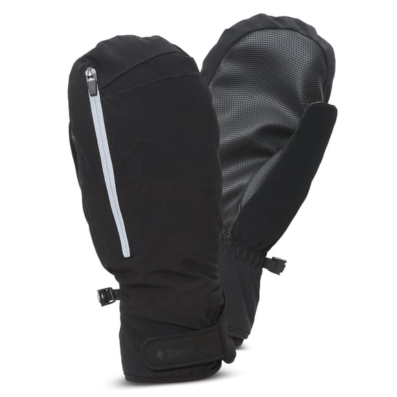 TrailHeads Women’s Convertible Zip Mitts - Insulated Winter Running Mittens - Black - Small/Medium