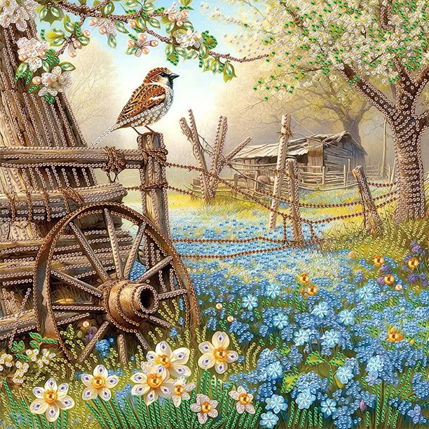 5D DIY Con Forma Especial Parcial Paisaje Pueblo 40x40cm