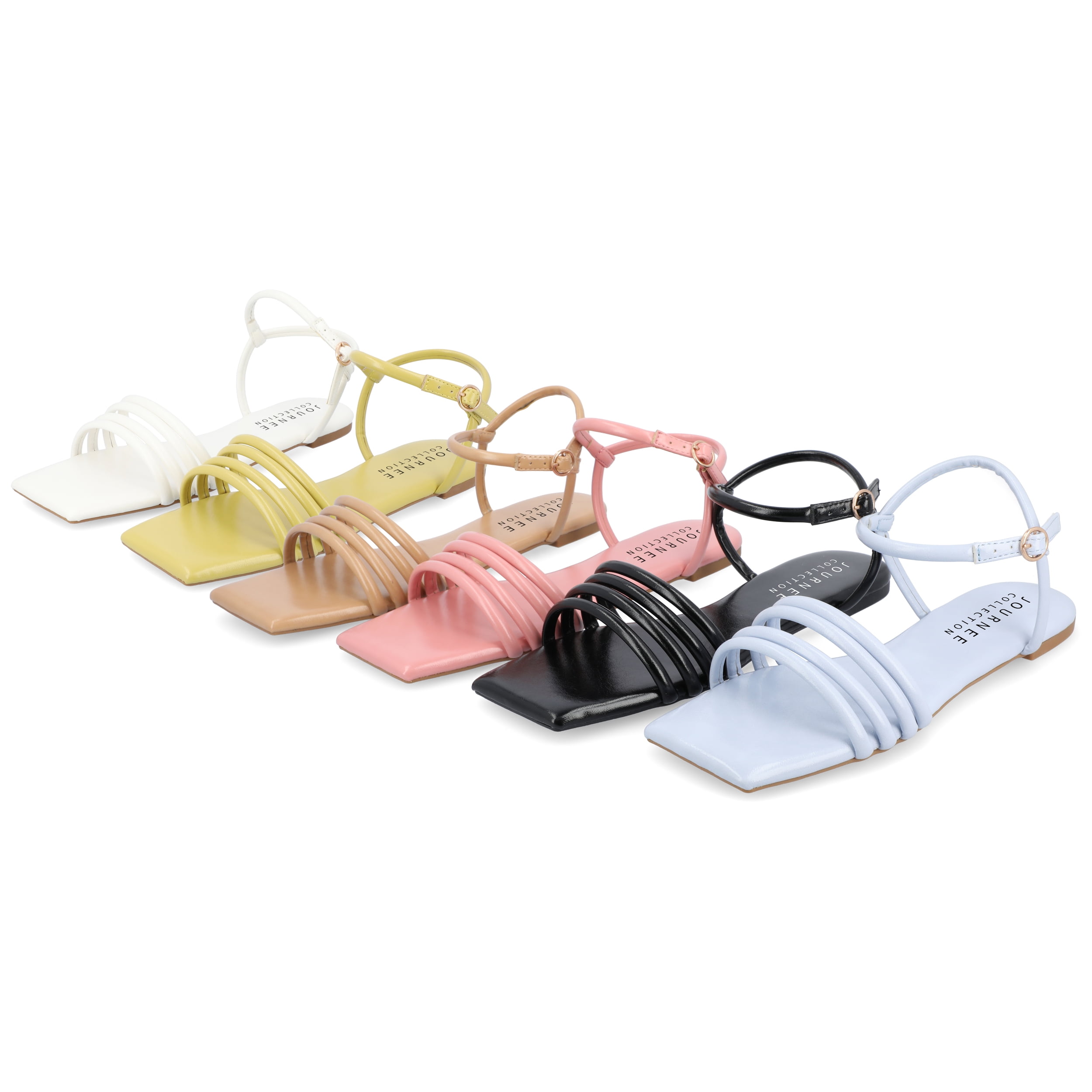Journee Collection Womens Lyddea Faux Leather Square Toe Ankle Strap