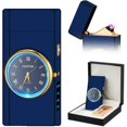 thumbnail image 1 of SKRFIRE Electric Lighter Double Arc Plasma Lighter, Rechargeable Lighter with Battery Display Indication Cool Lighter Revolve with Gift Box for Friends, Family, Candles(blue), 1 of 7