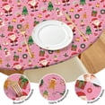 thumbnail image 4 of Pink Christmas Santa and Tree Pattern Round Fitted Tablecloth with Elastic Edge,Dining Table Cover Waterproof,Outdoor Round Tablecloth for Camping,Dining,Indoor and Outdoor, 4 of 7