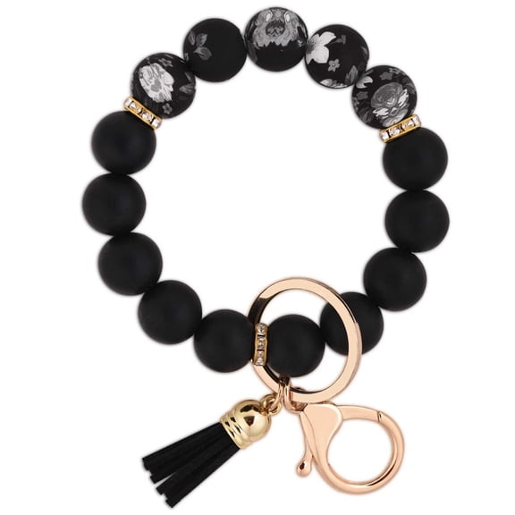 SUGUANGHUI 2PCS Silicone Beaded Keychain Wristlet Key Ring Bracelet Cute Daisy Car Key Chain Holder for Women Girls , PACKAGE Includes 2 key Chain sets