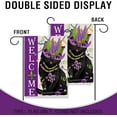 thumbnail image 4 of Welcome Mardi Gras Black Cat Decorative Garden Flag, Purple Mask Fleur de Lis New Orleans Carnival Yard Lawn Outside Decor, Beads Masquerade Holiday Outdoor Home Decoration Double Sided, 4 of 10