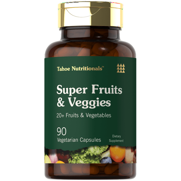 Super Fruits and Veggies Capsules | 90 Count | Vegetarian, Non-GMO and Gluten Free Supplement | By Tahoe Nutritionals