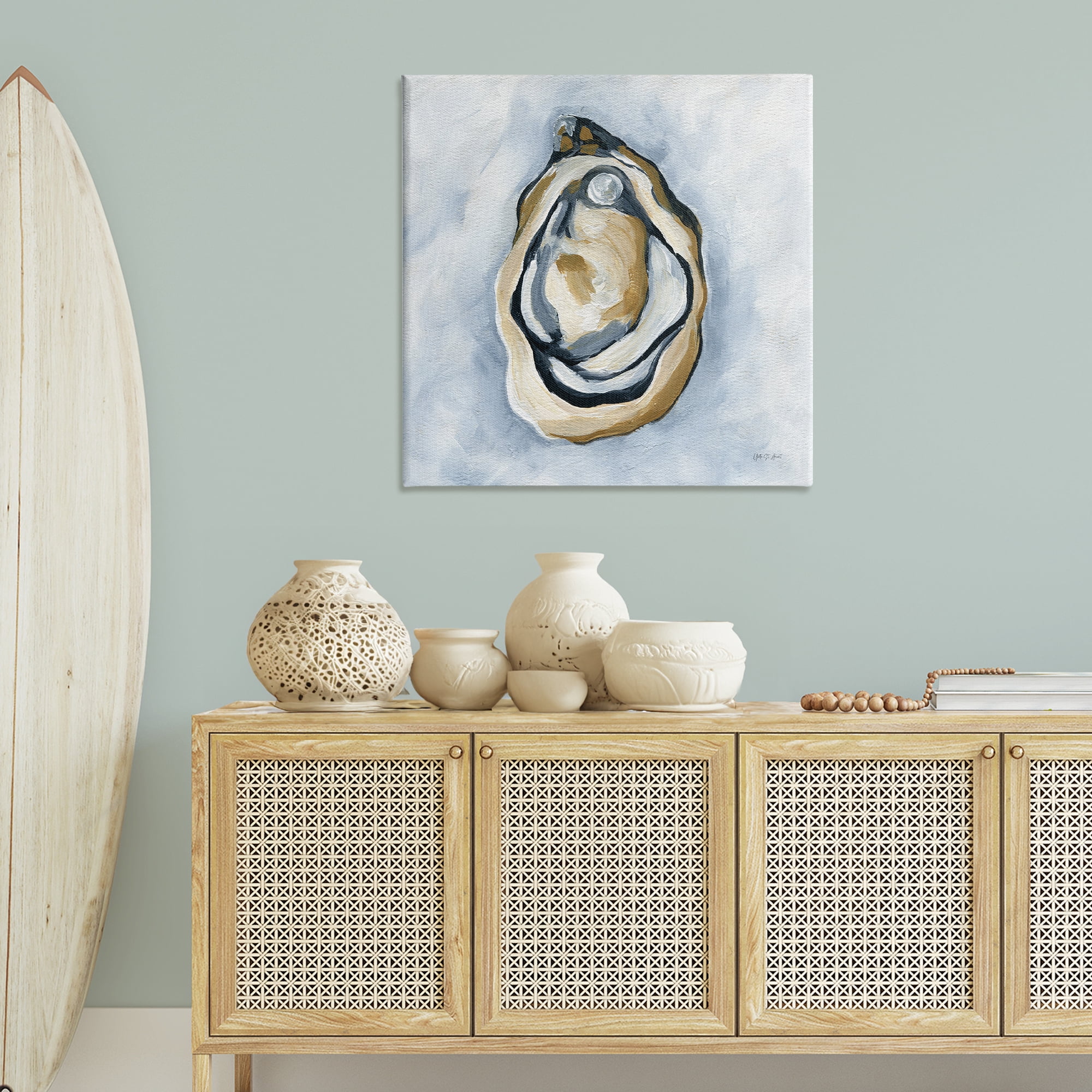 Stupell Industries Oyster with Pearl Coastal Painting Gallery Wrapped Canvas Art Print Wall Art, 36 x 36