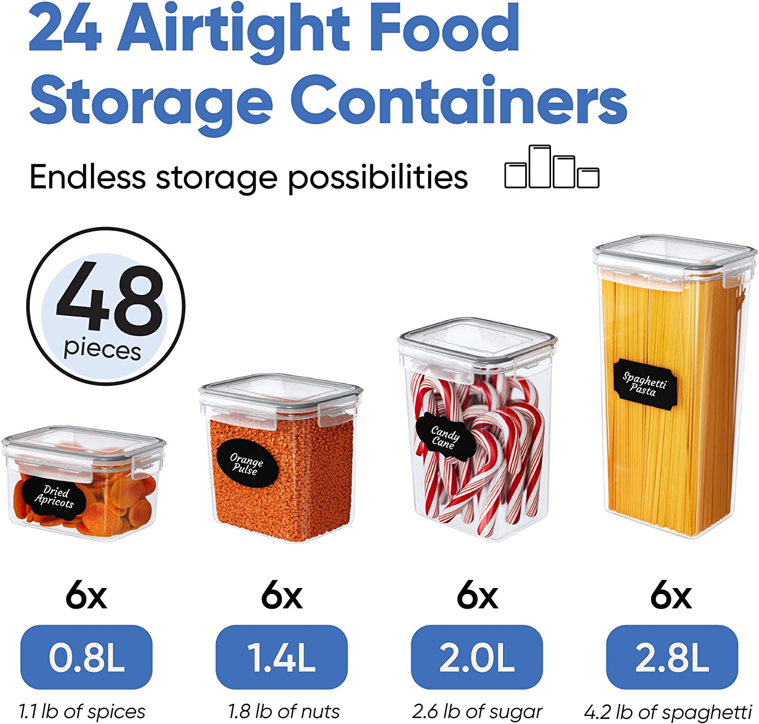 Ultimate Kitchen Organization Bundle: 24-Piece Airtight Food Storage ...