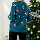 thumbnail image 4 of Gibobby Sudadera de Navidad para mujer Suéter de Navidad para mujer, cuello redondo, manga larga, patrón de dibujos animados, suéter de punto(Azul,M), 4 of 5