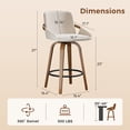 thumbnail image 4 of CDCASA Swivel Bar Stools Set of 2, 26 Inch Counter Height Bar Stools with High Backrest, Linen Wood Upholstered Modern Barstools for Kitchen Counter, Beige, 4 of 10