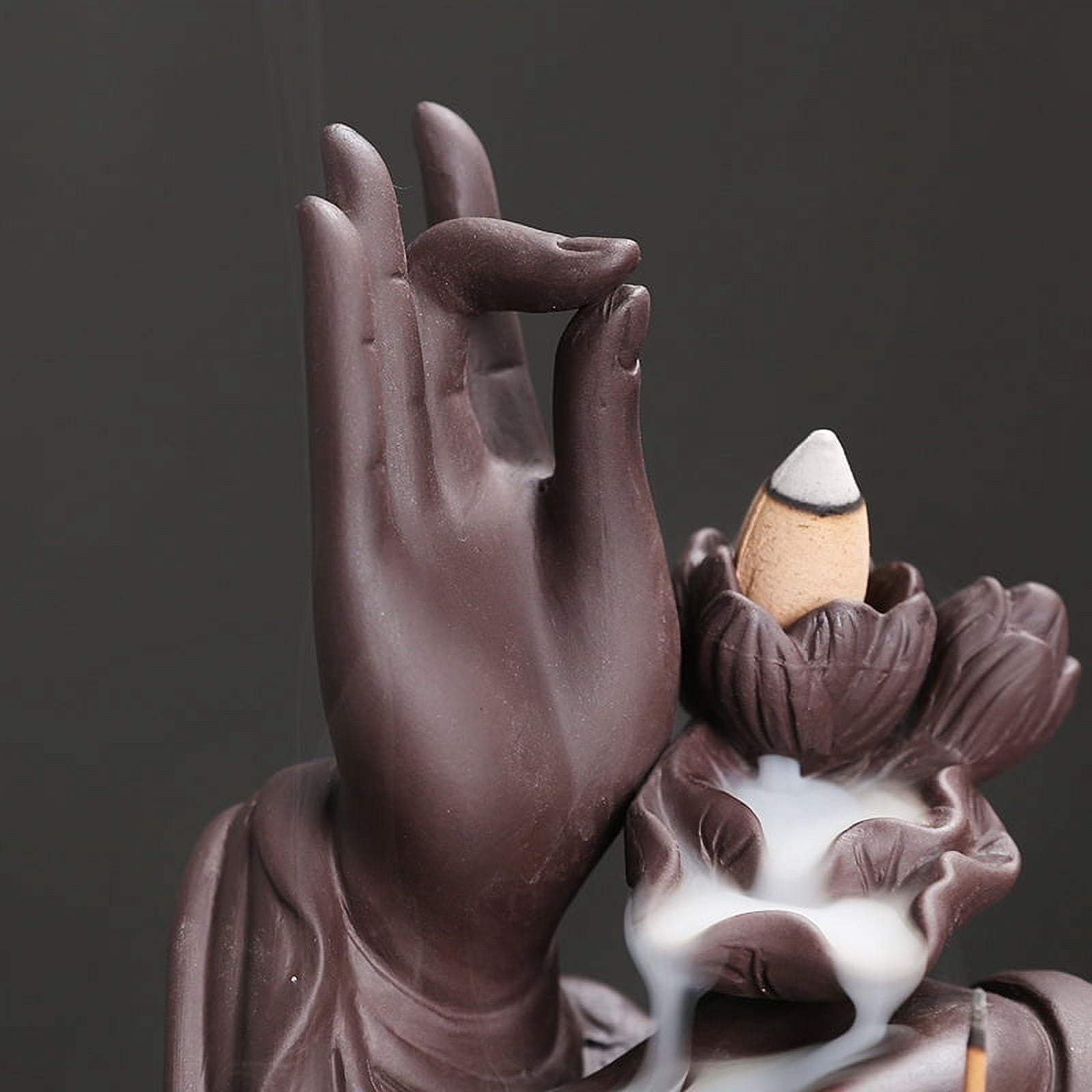 Purple Sand Backflow Incense Burner Waterfall Smoke Creative Lotus Buddha's Hand Incense Holder Censer Aroma Burner Crafts