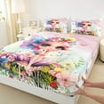 thumbnail image 3 of Feelyou Cartoon Fairy Elf Twin Sheet Sets, Jungle Mushroom Flower Twin Fitted Sheet, Dreamy Butterfly Animal Flat Sheet, Super Cozy Room Decor, 3 Pieces, 3 of 7