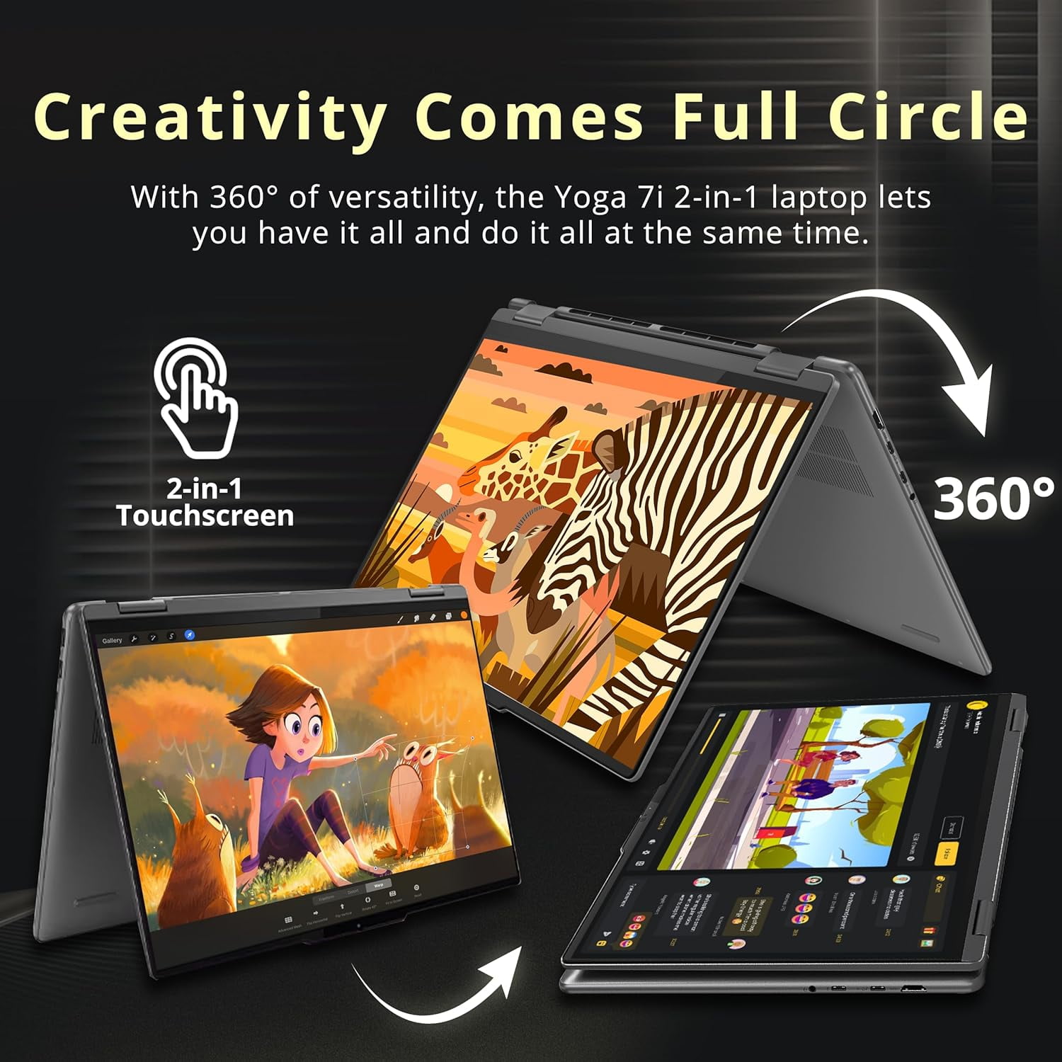 Lenovo Yoga 7i 2-in-1 16" 2K Touchscreen Laptop, Intel Ultra 7 155U, 16GB LPDDR5X, 2.28TB Storage(2TB SSD +288GB Docking Station Set), Backlit Keyboard, Fingerprint Reader, WiFi 6E, Win 11, Grey