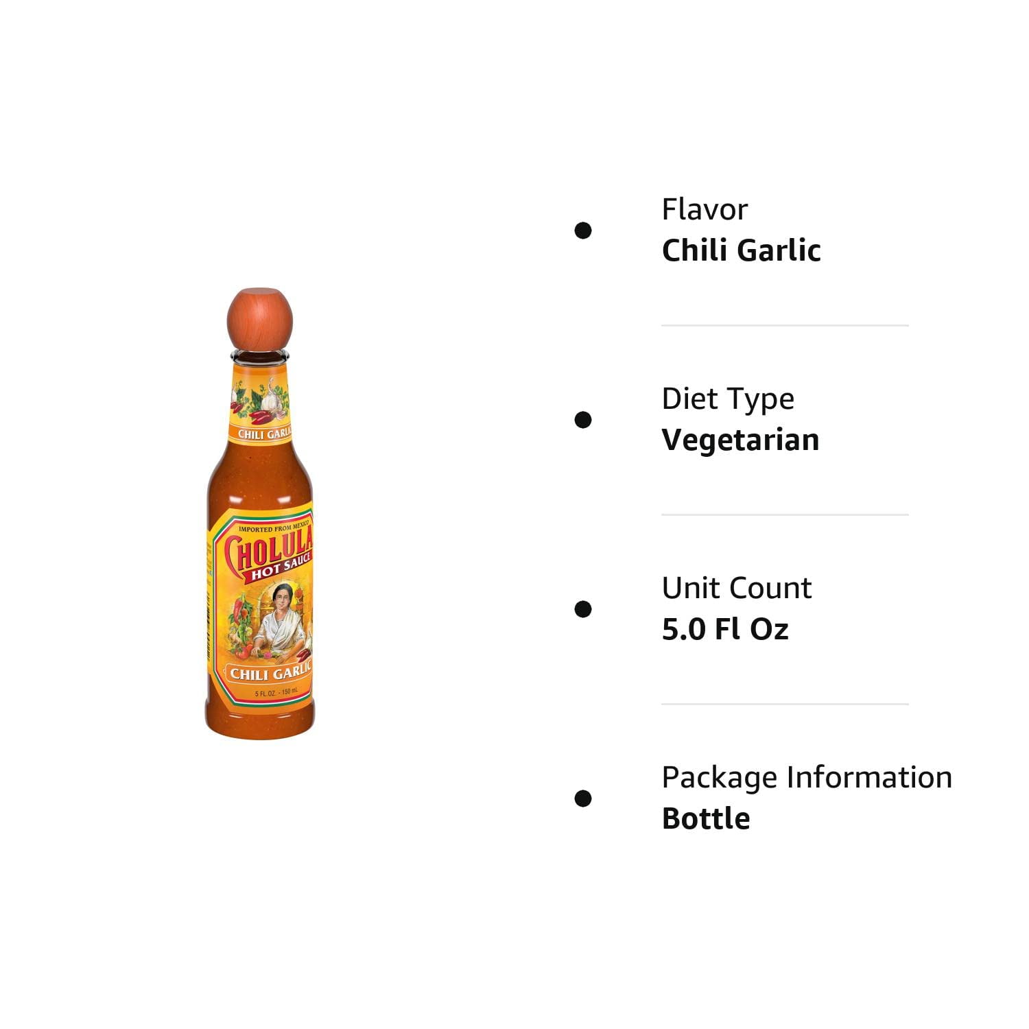 Cholula Chili Garlic Hot Sauce, 5 fl oz, Pack of 2