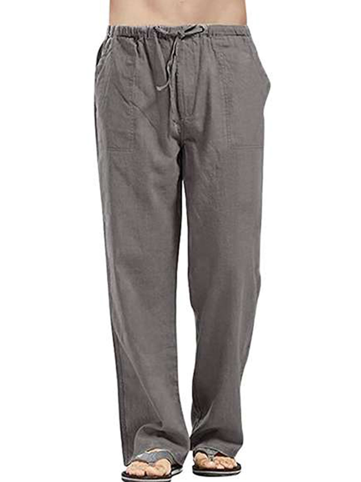 Zimaes-Men Summer Ankle Pant Casual Linen Pants with Drawstring