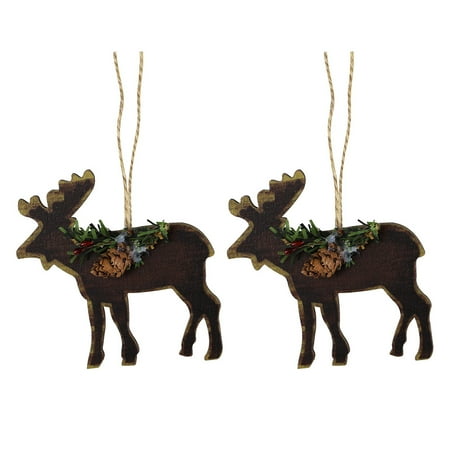 

2pcs Christmas Wooden Pendants Retro Style Christmas Wooden Hanging Decors
