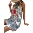 thumbnail image 4 of VISgogo mujeres verano Casual Mini vestido Vintage estilo étnico estampado cuello Halter vestido sin mangas moda playa vacaciones vestido VISgogo moda, 4 of 9