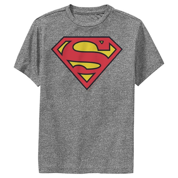 Boy's Superman Classic Logo Performance Graphic Tee Charcoal Heather Medium