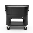 thumbnail image 6 of Permasteel 120-QT Outdoor Portable Patio Cooler Ice Chest with 2 Drink Dividers, Swivel Caster Wheels, Heavy-Duty Handles, Black, 6 of 13