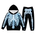 thumbnail image 4 of RUTAYY Boys Halloween 2 Piece Outfit Long Sleeve Hoodie and Sweatpants Skeleton Print with Pockets Casual Holiday Wear Black, 4 of 5