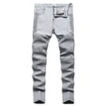 thumbnail image 2 of CPNG Boy's Skinny Jeans Pure Cotton Slim Fit Stretch Jeans Straight Leg Fashion Button Front Zipper Denim Pants(Light Ashy,9-10 Years), 2 of 9