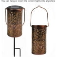 thumbnail image 6 of Set of 2 Solar Lantern Lights with Circle Flower, IP44 Outdoor Waterproof Metal LED Decorative Light for Garden Patio Courtyard Lawn, Bronze, 6 of 6