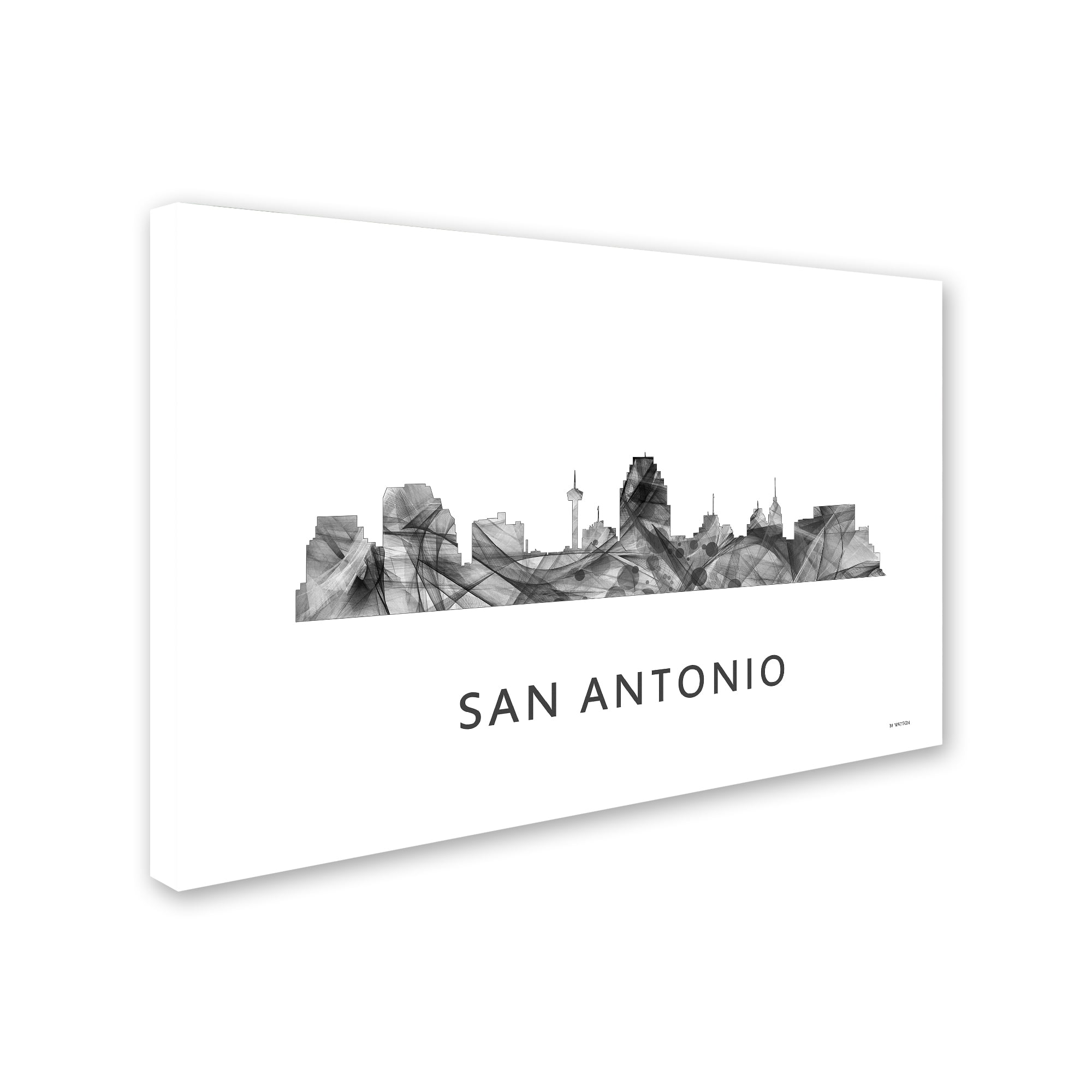 Trademark Fine Art 'San Antonio Texas Skyline WB-BW' Canvas Art by Marlene Watson