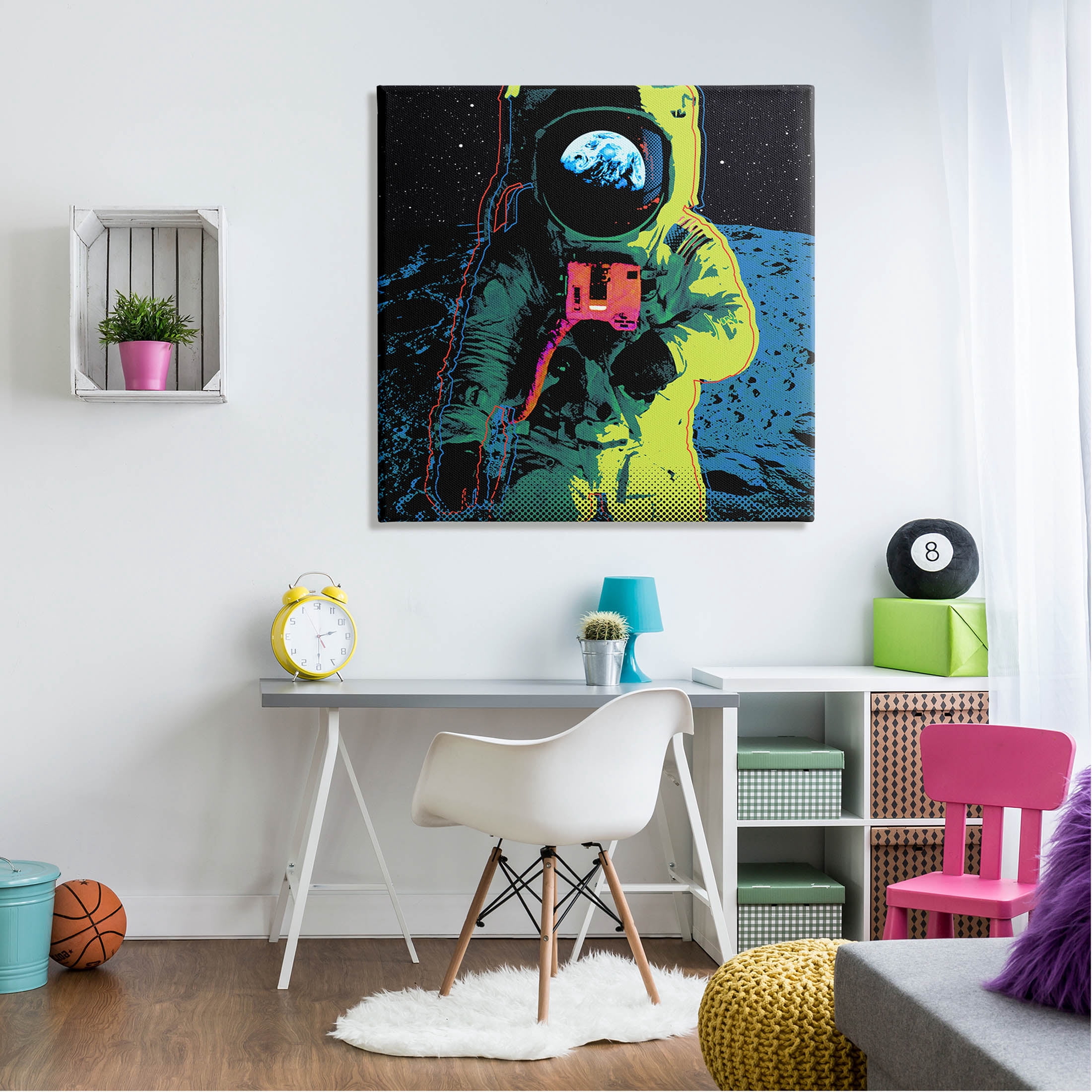 Vivid Astronaut Outer Space Art for Kids Graphic Art Gallery Wrapped Canvas Print Wall Art