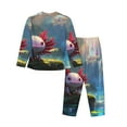 thumbnail image 2 of Rateoe Pond Cute Axolotl Pattern Womens Pajamas Set Long Sleeve Sleepwear Button Down Nightwear Soft Cotton Pj Lounge Sets, 2 of 9